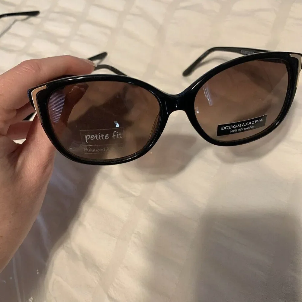 Bcbg Maxazria New Wistful Black Frame Brown Lens Petite Fit Sunglasses